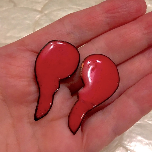 Jewelry - VTG Copper Enameled “Wings” Screw-back Earrings